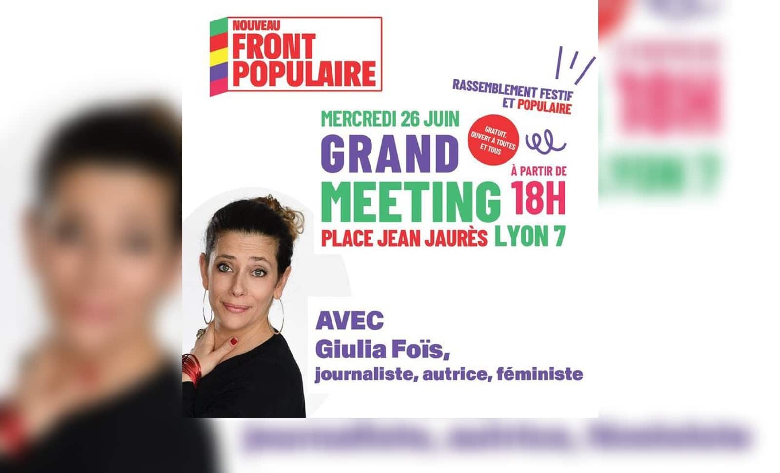 Giulia Foïs s’exhibe sur une affiche du Nouveau Front Populaire? La direction de France Inter ne voit apparemment pas où est le problème…